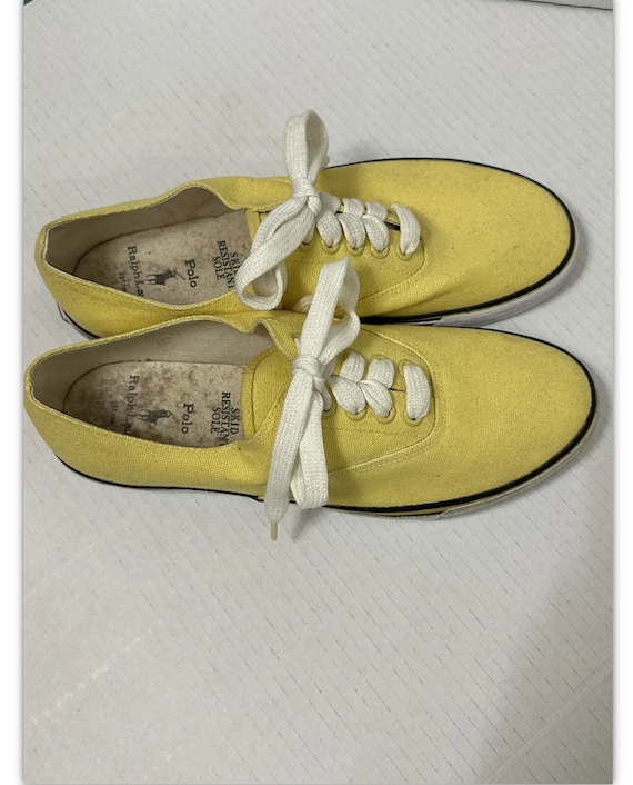 Polo Ralp Lauren Hombres Vintage Tenis Zapatos Amarillo Lona