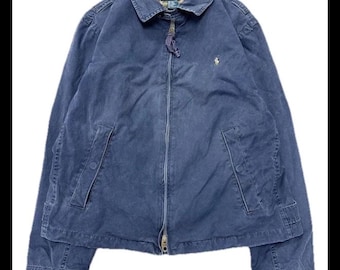 vintage men’s Polo Ralph Lauren Jacket XL blue military field hooded cotton canvas