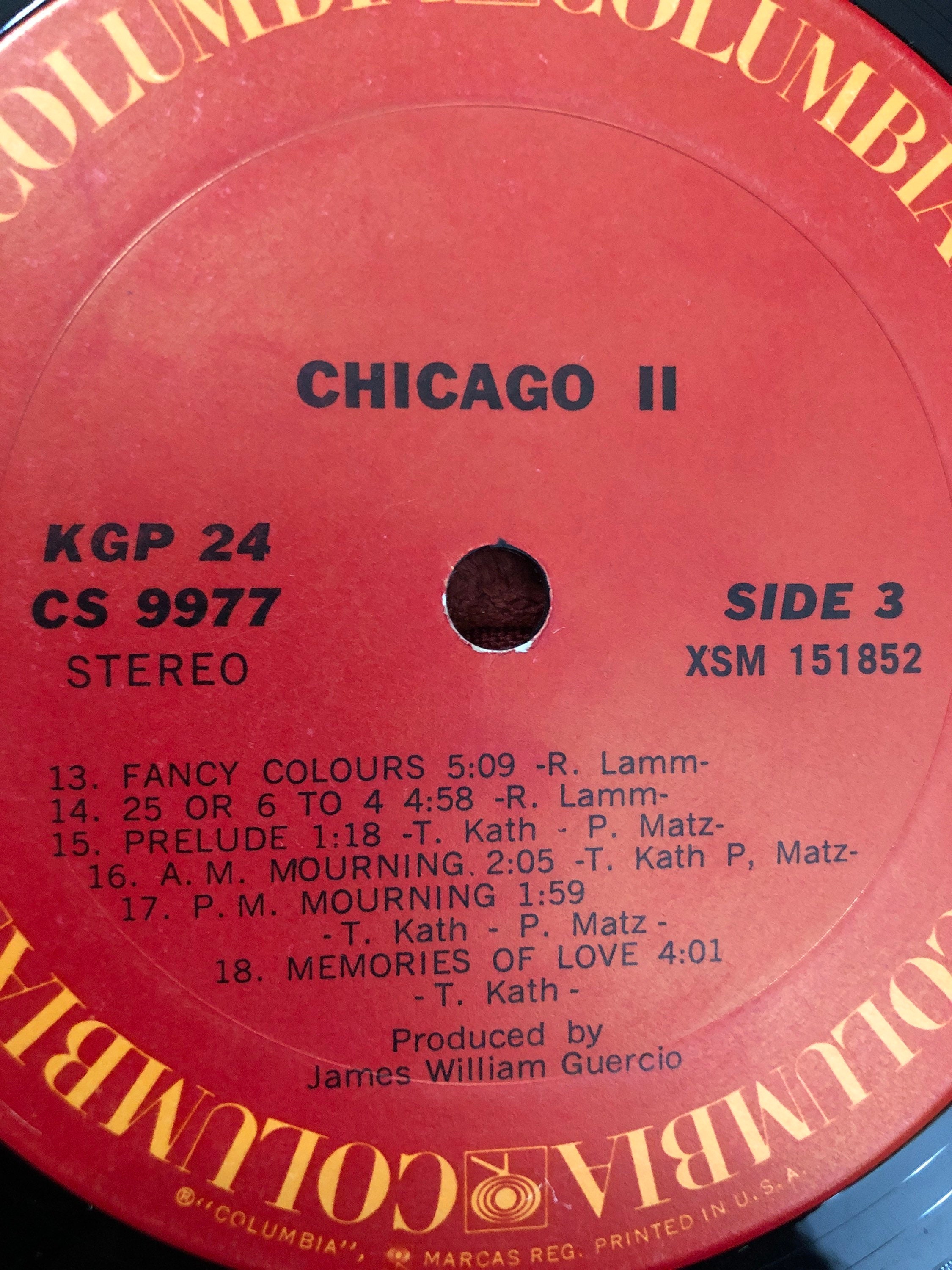 Chicago II First Album Using New Name CHICAGO Columbia Records