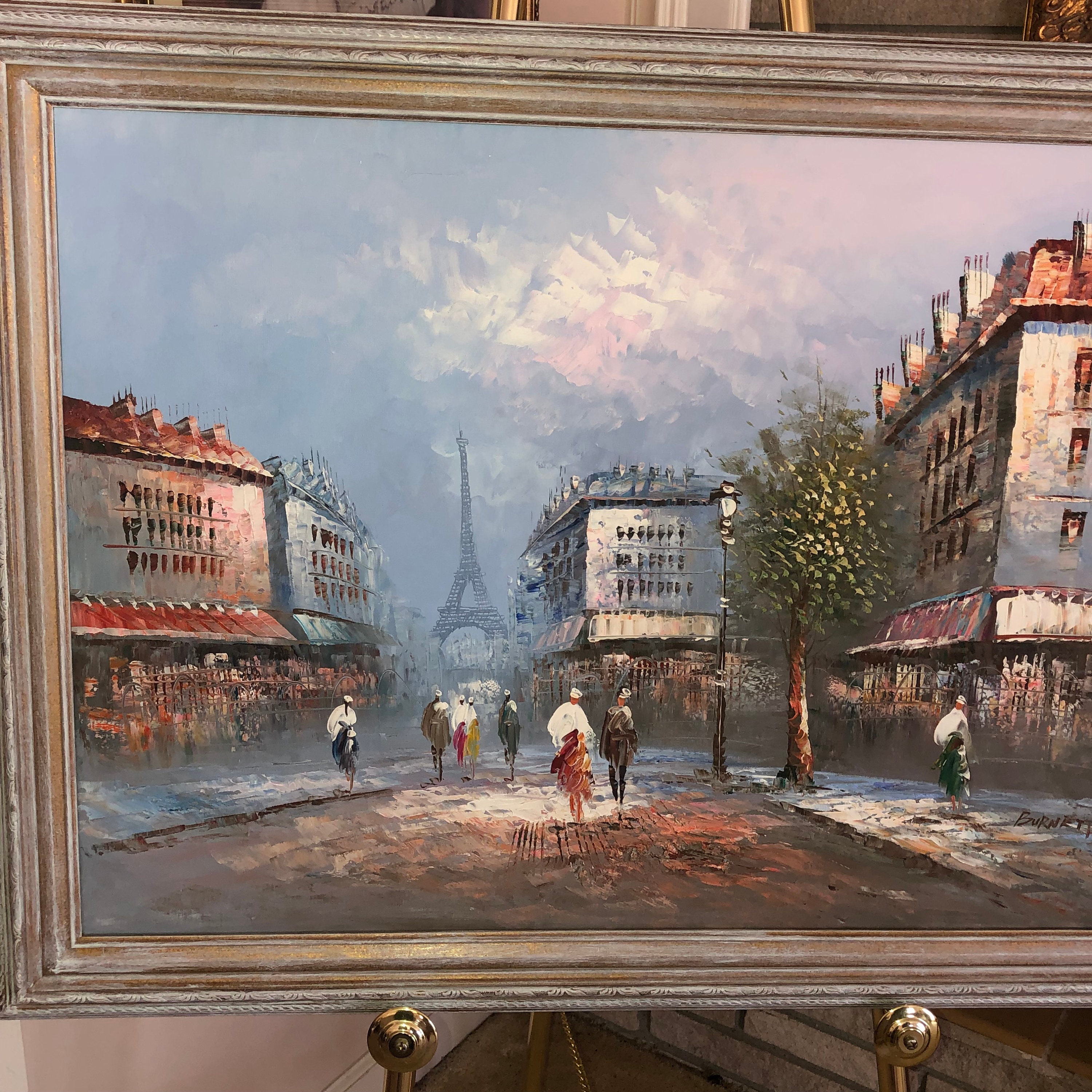Caroline Burnett Parisian Street Scene Large 41X29 Original Oil on