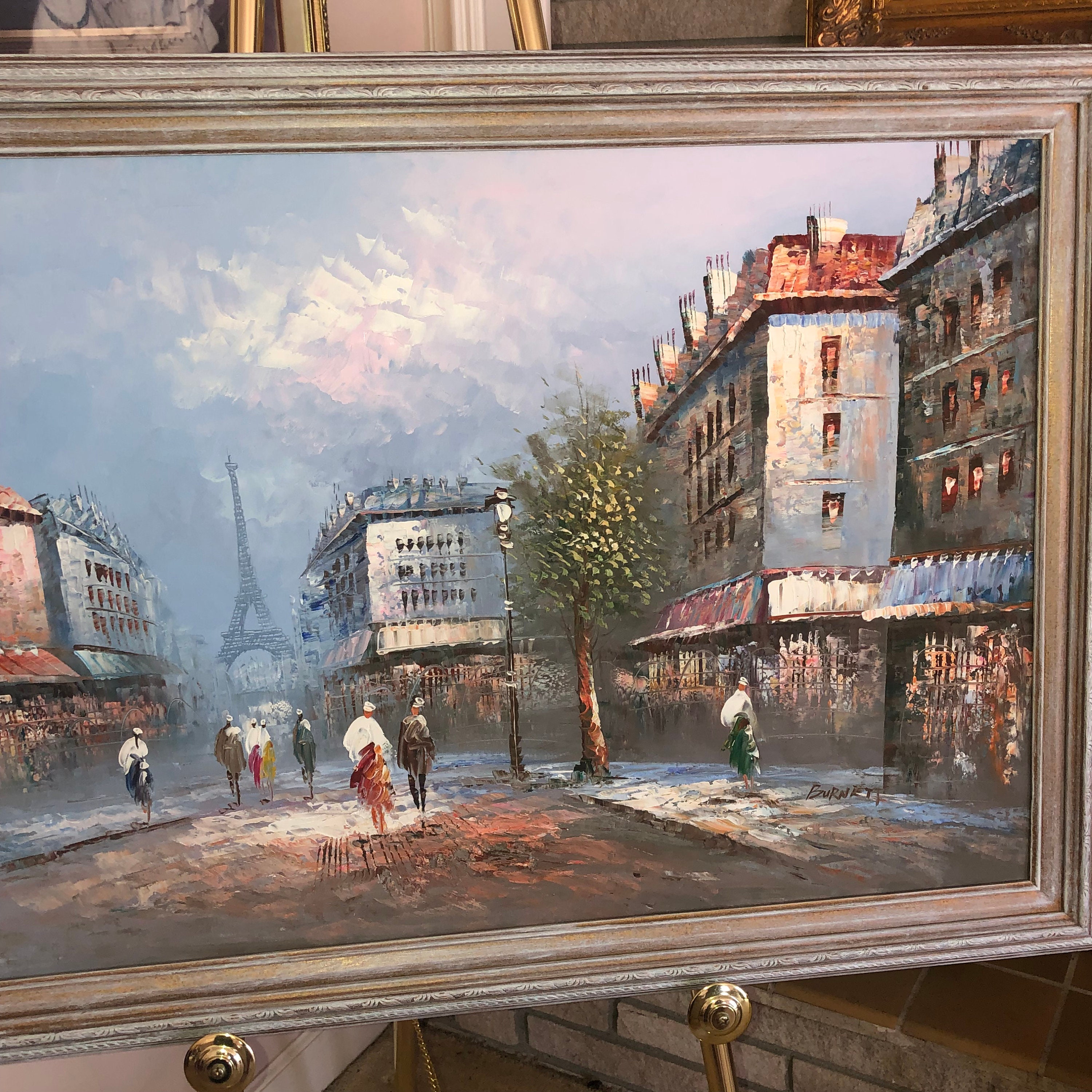 Caroline Burnett Parisian Street Scene Large 41X29 Original Oil on