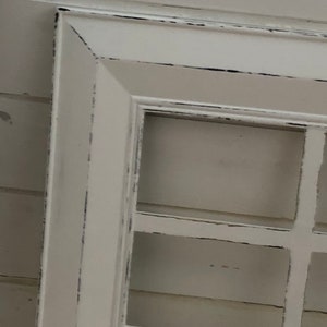 Picture Frame wood white distressed French Country window frame wall decor 19”X19”