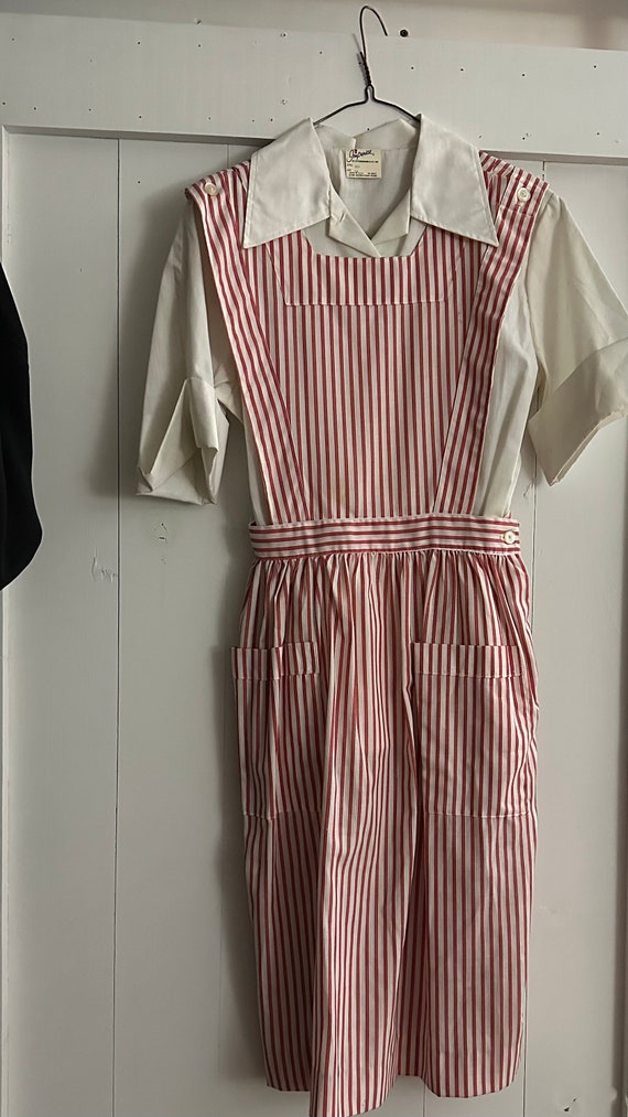 Vintage 60’s-70’s Candy striper Pinafore Dress wit