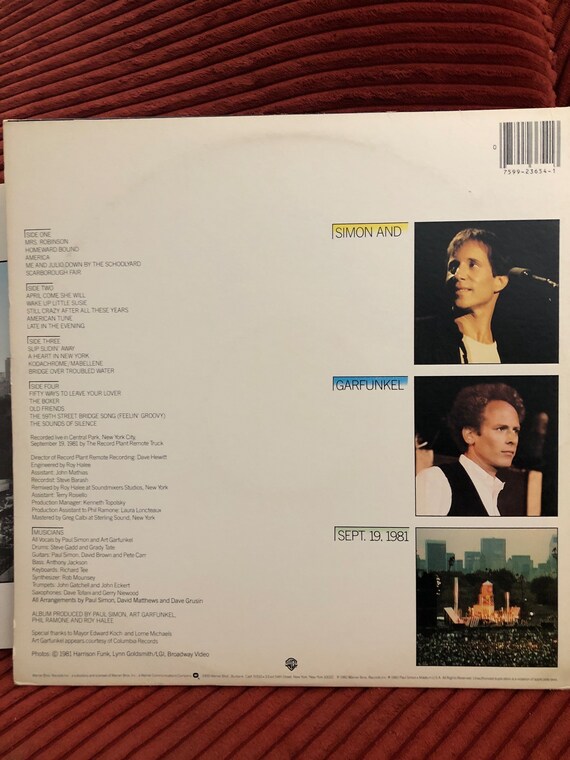 Simon Garfunkel the Concert in Central Park Sept.19 1981 Warner