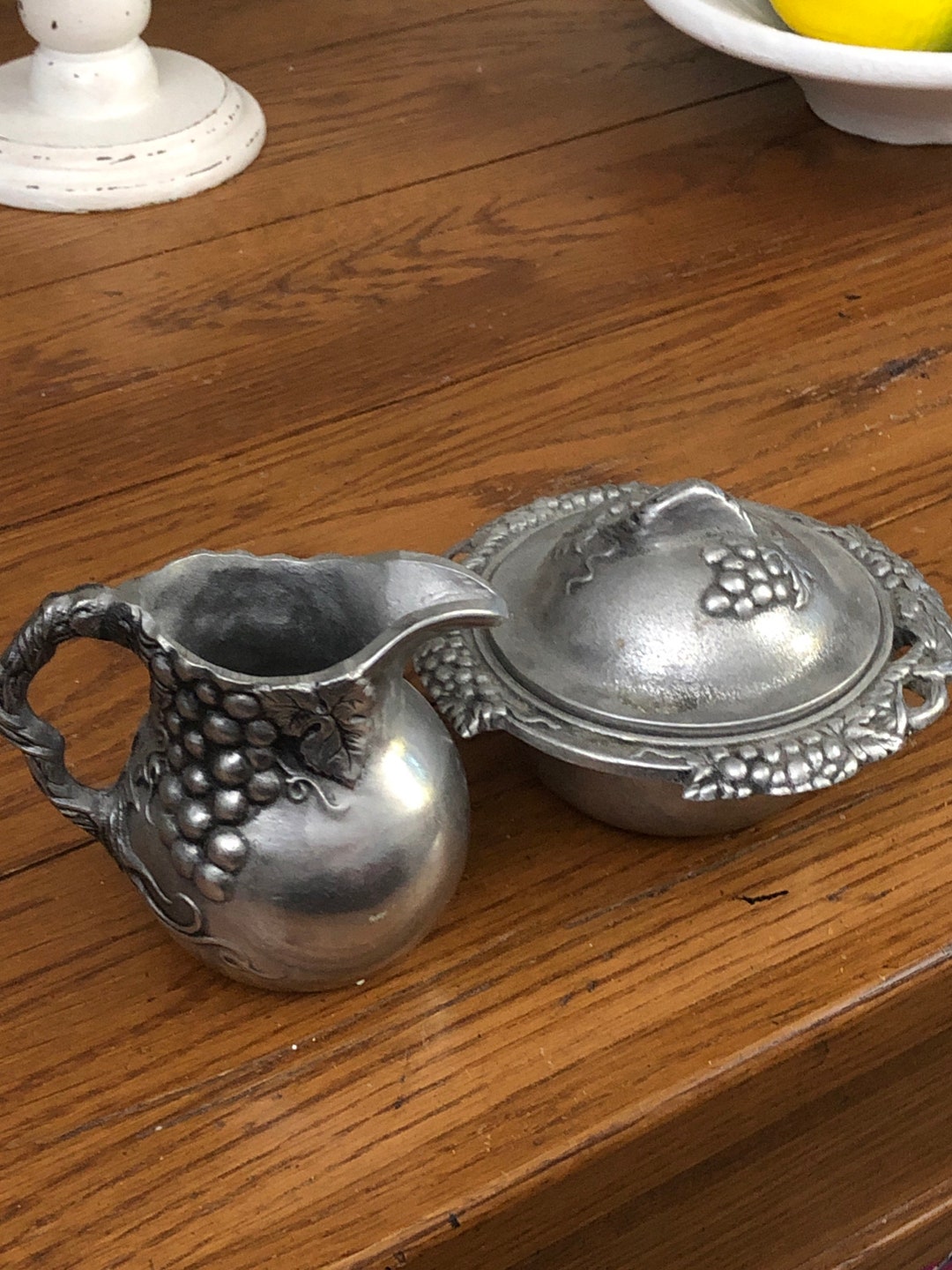 Carson Statesmetal Pewter Cream and Sugar Raised Grape Design Etsy