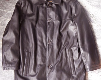 Men’s Black Genuine Leather Jacket, Dockers Button Up M