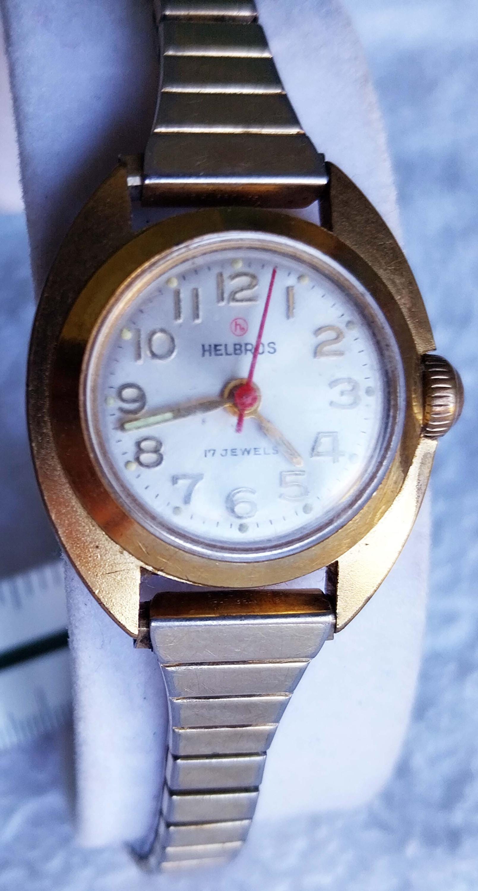 Vintage Helbros Watch Women 23mm Gold Tone Stretch Ban - Etsy display picture 1