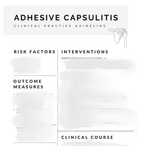 Adhesive Capsulitis Clinical Practice Guideline Study Guide, Physical Therapy Study Guide, CPG, NPTE Study, OCS Study, Cheat Sheet, Ocs Prep
