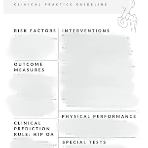 Hip Clinical Practice Guidelines Study Guide, Physical Therapy Study Guide, CPG, NPTE Study, OCS Study, Cheat Sheet, Ocs Prep