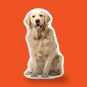 Personalized Dog Pet Shaped Pillow Custom Designed Cutout to LifeLike Realistic Photo Cushions. Pillows Cut & Sewn handmade in the USA