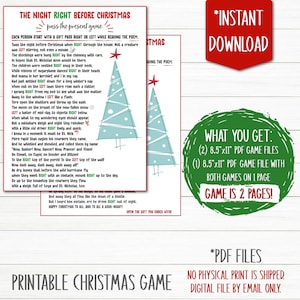 Pass das Geschenk Weihnachtsspiel | Druckbares Weihnachtsspiel | Die Nacht kurz vor Weihnachten Spiel | Sofort Download