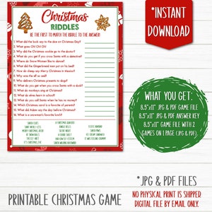 Christmas Riddles Game | Printable Christmas Game | Instant Download