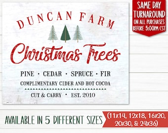 Personalized Christmas Tree Farm Sign | Printable Christmas Tree Sign | Christmas Wall Art | Digital File