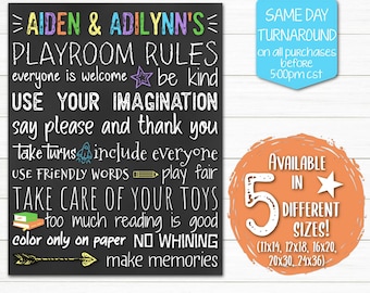 Spielzimmer Regeln Printable Poster | Playroom Rules Digitales Poster | Digitale Datei