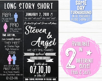 Long Story Short Printable Save the Date Card | Save the Date Printable | Digital File