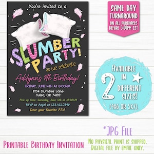 Slumber Party Birthday Invitation | Slumber Party Birthday Printable | Sleepover Party | Sleepover Invitation | Digital File