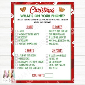 What's on Your Phone Christmas Game Printable Christmas Games Printable ...