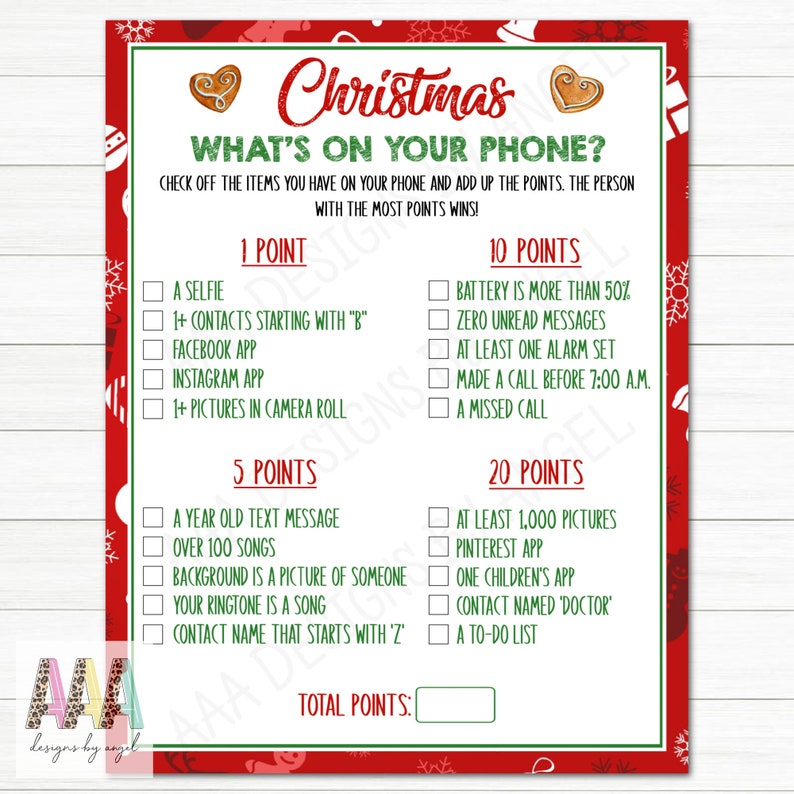 What's on Your Phone Christmas Game Printable Christmas Games Printable ...
