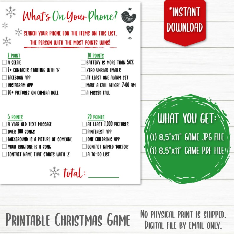 what-s-on-your-phone-printable-game-printable-christmas-etsy