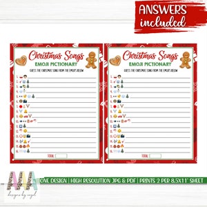 Christmas Songs Emoji Pictionary Game | Printable Christmas Game ...