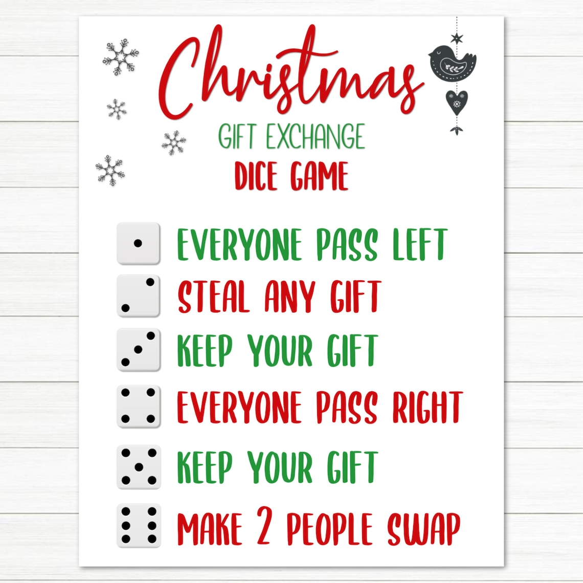 Christmas Gift Exchange Dice Game Printable Christmas Game Etsy
