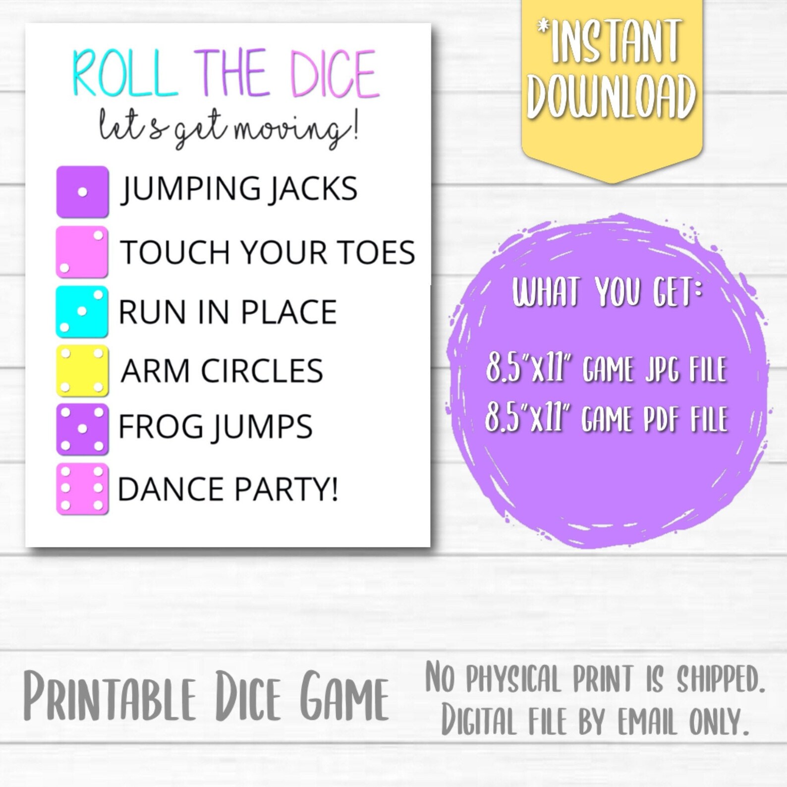 Printable Exercising Dice Game Printable Roll the Dice Game Etsy UK
