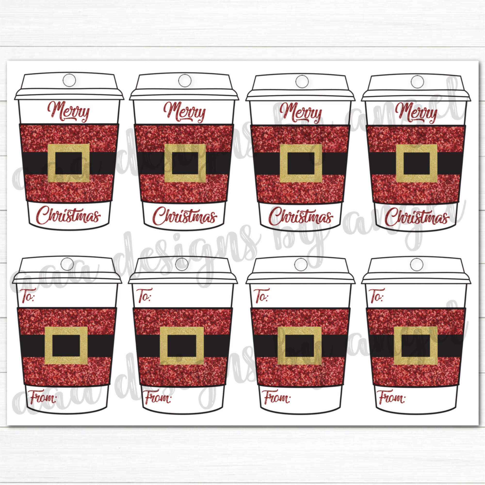 Christmas Cup Gift Tags Printable Christmas Gift Tags - Etsy