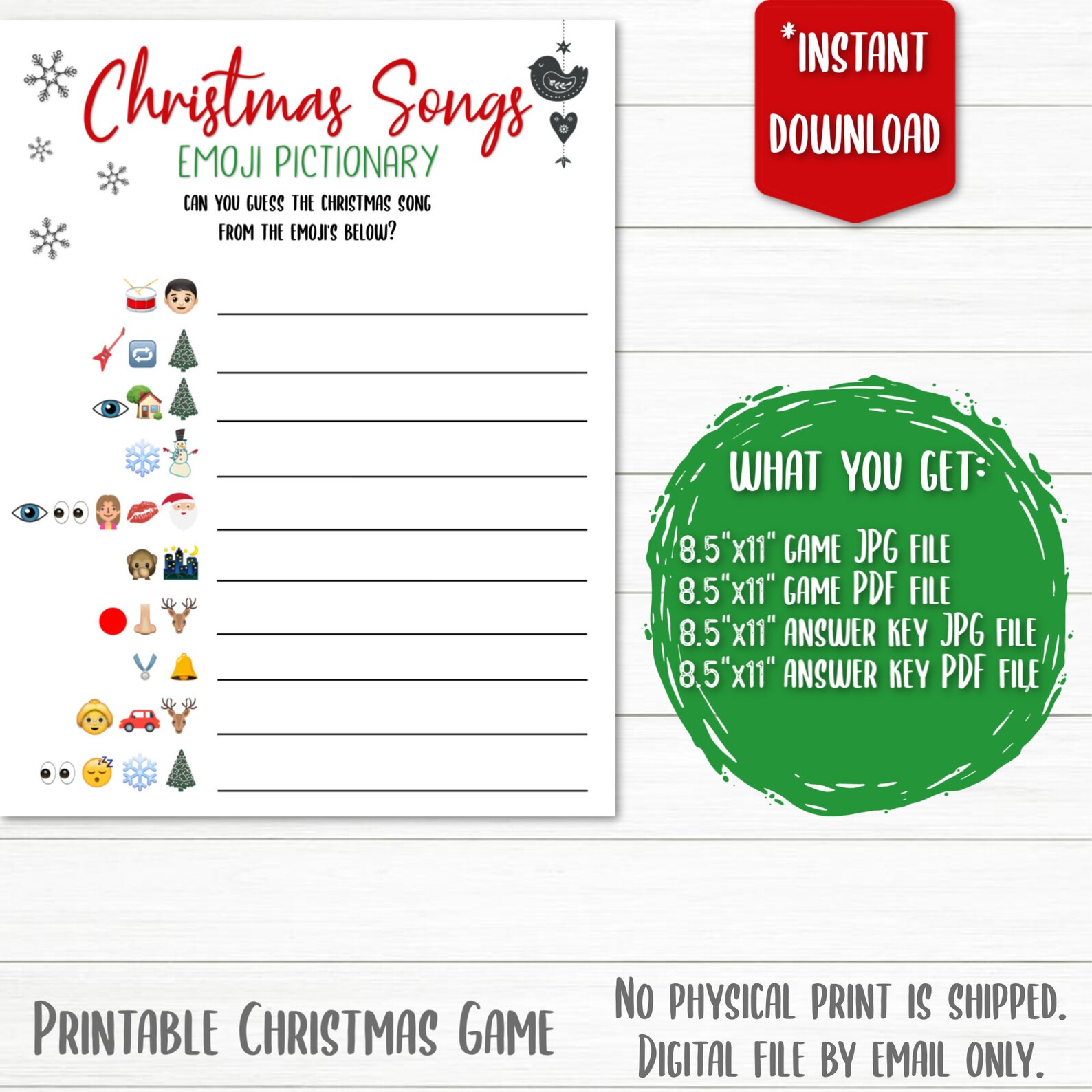 Christmas Songs Emoji Pictionary Printable Christmas Game | Etsy