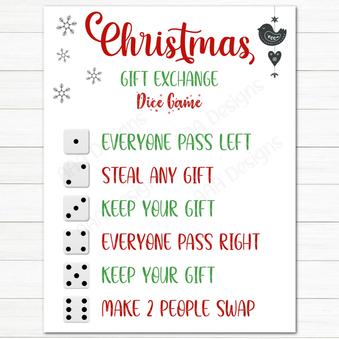 Christmas Gift Exchange Dice Game Printable Christmas Game Etsy