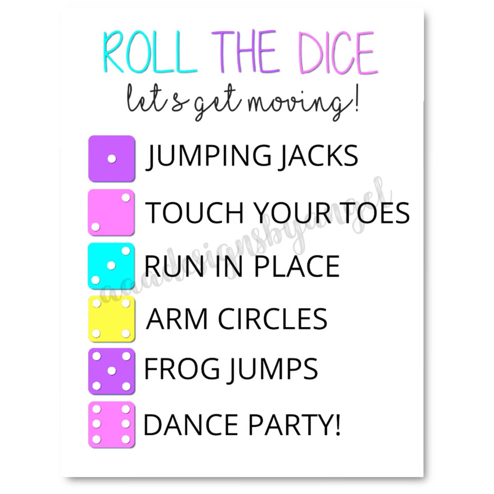Printable Exercising Dice Game Printable Roll The Dice Game Etsy UK printable-exercising-dice-game-printable-roll-the-dice-game-etsy-uk