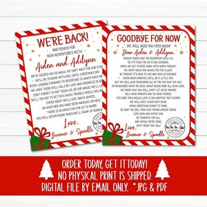 Conjunto de cartas dos elfos | Carta dos elfos estamos de volta | Adeus do seu elfo | Cartas de chegada e despedida dos elfos | Imprimíveis de Natal | Arquivo digital