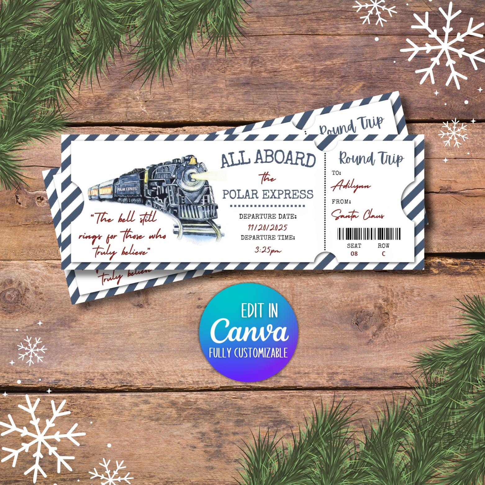 Customizable Polar Express Ticket - Etsy