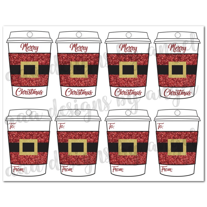 Christmas Cup Gift Tags Printable Christmas Gift Tags - Etsy