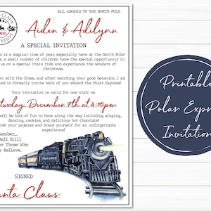Invitación al Polar Express / Carta de Papá Noel / Invitación al tren navideño / Archivo digital