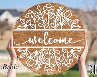 Front Door Decor | Welcome Wooden Door Hanger | Wooden Door Hanger | Front Door Hanger | Wooden Decor | Hanger | Year Round Wreath | Sign