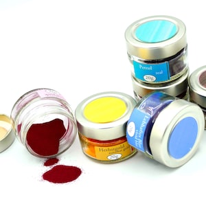 Set avec 5x colorant acide de votre choix (concentré, non toxique) pour teindre la laine, la soie, etc.