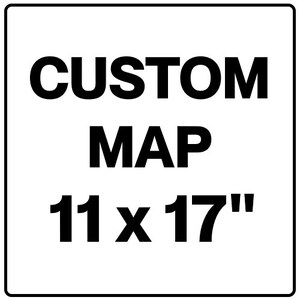 Carte personnalisée - Custom Map - Gravée sur Bois - 11x17" - Wood engraved Map