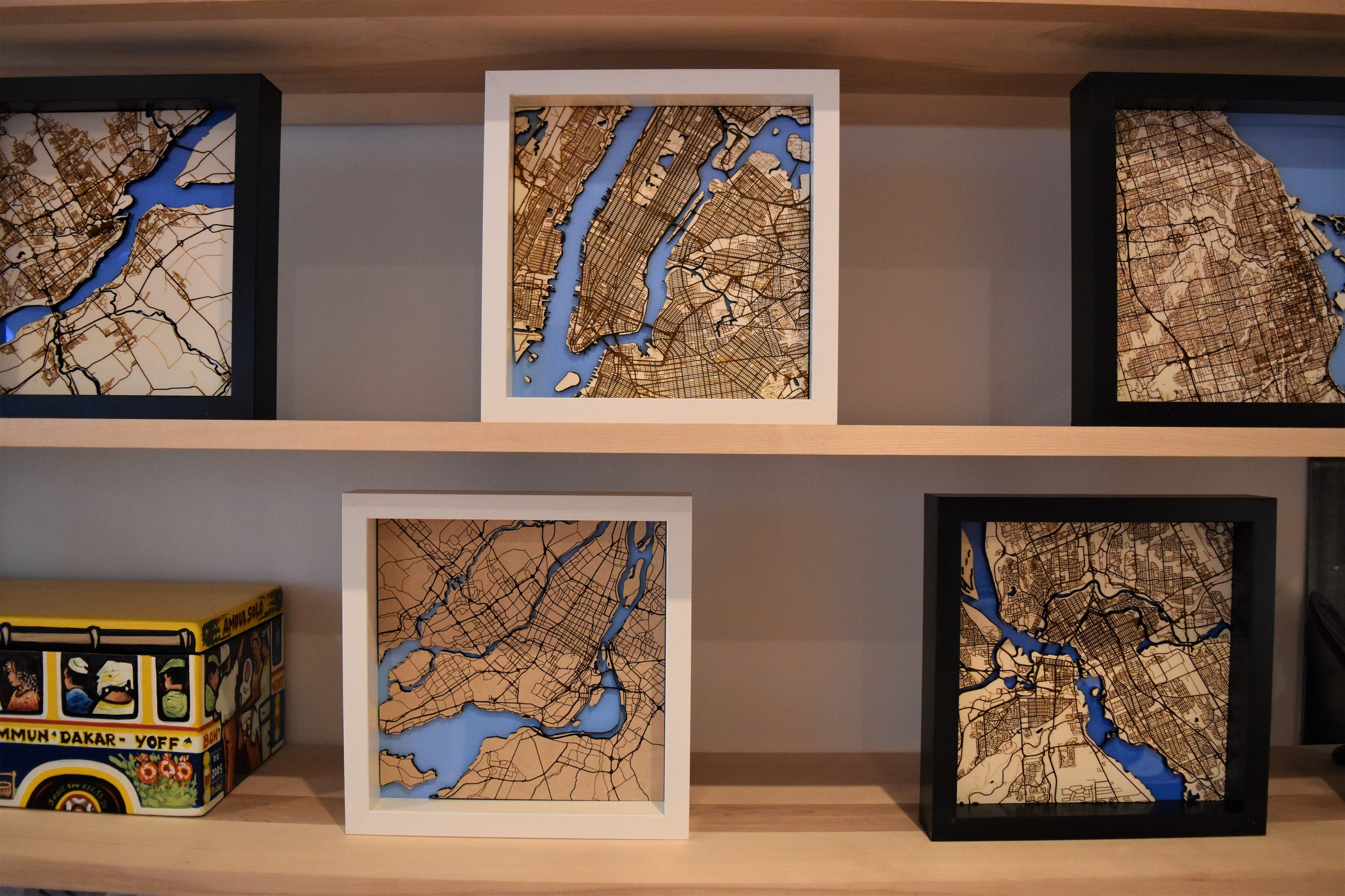 Marco de pared decorativo de madera de Nueva York | Etsy