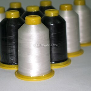 Embroidery Thread for Machine - 3 Extra Large Spools 5500M Each Spool High Tenacity Embroidery Thread, 120D Polyester Thread,2 White+1 Black