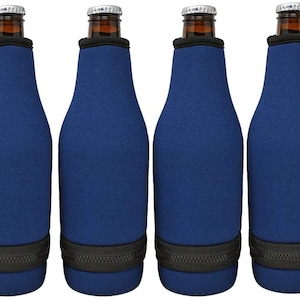 Custom Neoprene Bottle Cooler with Zipper/Custom Beer Cooler Drink Beer/Personalized Bottle Hugger/Party Favors/Beer Cooler/Wedding Favors Navy Bottom Zipper