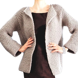 Women&#39;s Bulky, Loose Jacket Easy Knitting Pattern, Beginners | Retro, Comfy Garter Stitch Coatigan Pattern PDF Download
