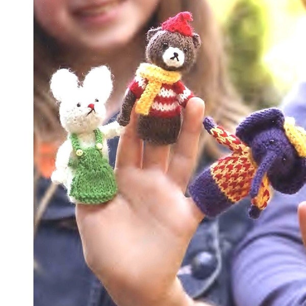 PDF Modèle de tricot Marionnettes à doigts | Modèles de jouets tricotés | Jouets d’animaux tricotés | Jouets Waldorf | Téléchargement instantané