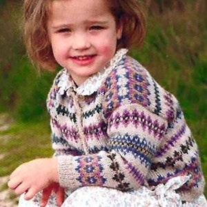 Fair Isle CARDIGAN Pattern Girls 1-7 Yrs Instant PDF Download | Fair Isle Sweater | Shetland Cardigan Kids |