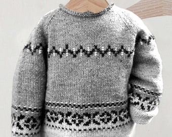 Norwegian Sweater Kids Pattern 4-14 Yrs | Roll Neck Jumper, Chunky Yarn Fair Isle Knitting Pattern PDF Download