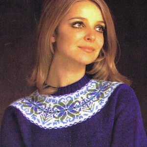 2 Fair Isle Sweater Knitting Patterns for Women. Cardigan Sweater. Vintage 60s Jumpers With Fair Isle Knit Yokes.