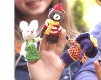 PDF Knitting Pattern Finger Puppets | Knitted Toys Patterns | Knit Animal Toys |  Waldorf Toys | Instant Download