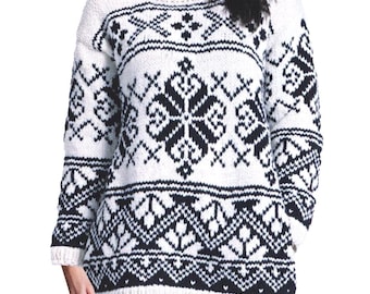 Norwegian Fair Isle Sweater Pattern, Icelandic Pullover | Women's Knitting Pattern | Instant PDF Download.