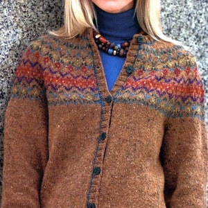 Fair Isle CARDIGAN For Women  | Vintage Fair Isle Pattern Cutest Colors | Instant PDF Download