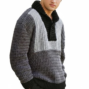 Crochet Sweater Pattern For Men | Men's Crochet Pattern Shawl Collar Pullover S To 3X | Crochet For Men | PDF Download