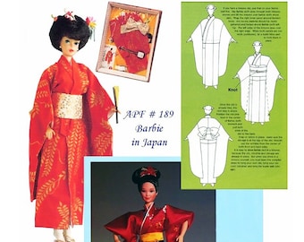 11.5" Inch Doll Clothes Japanese Kimono | 60s Fashion Doll Clothes Sewing Pattern PDF Download